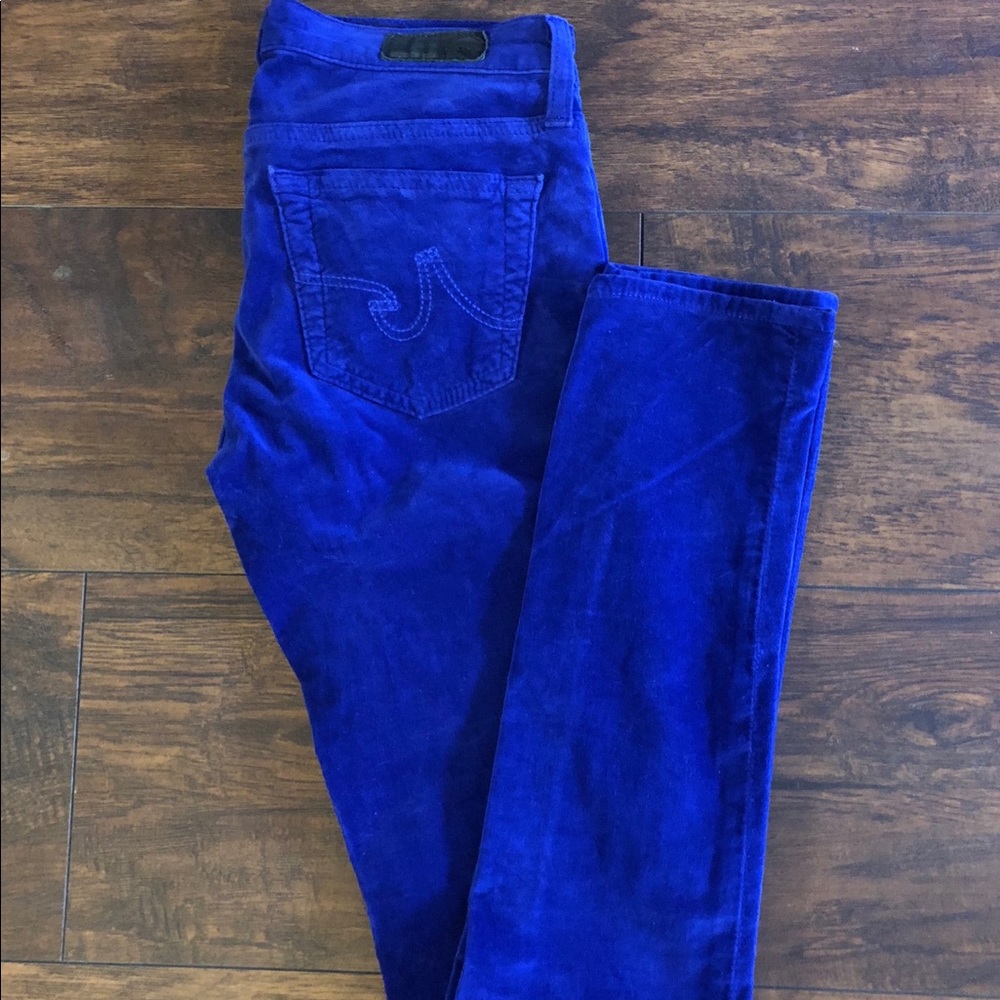 AG Skinny Blue Velvet Leggings